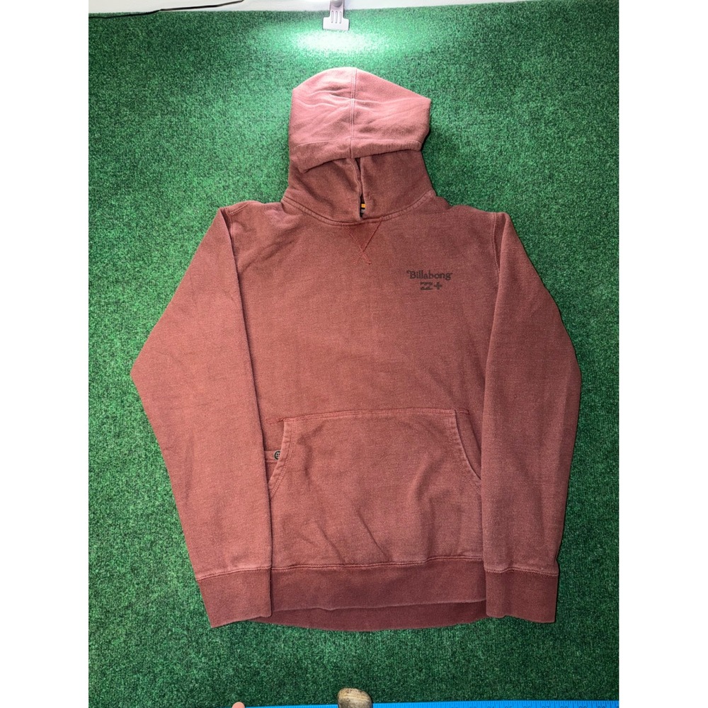 Billabong Surf Plus Goods Hoodie Mens Large Burgundy Pullover Graphic Sweatshirt